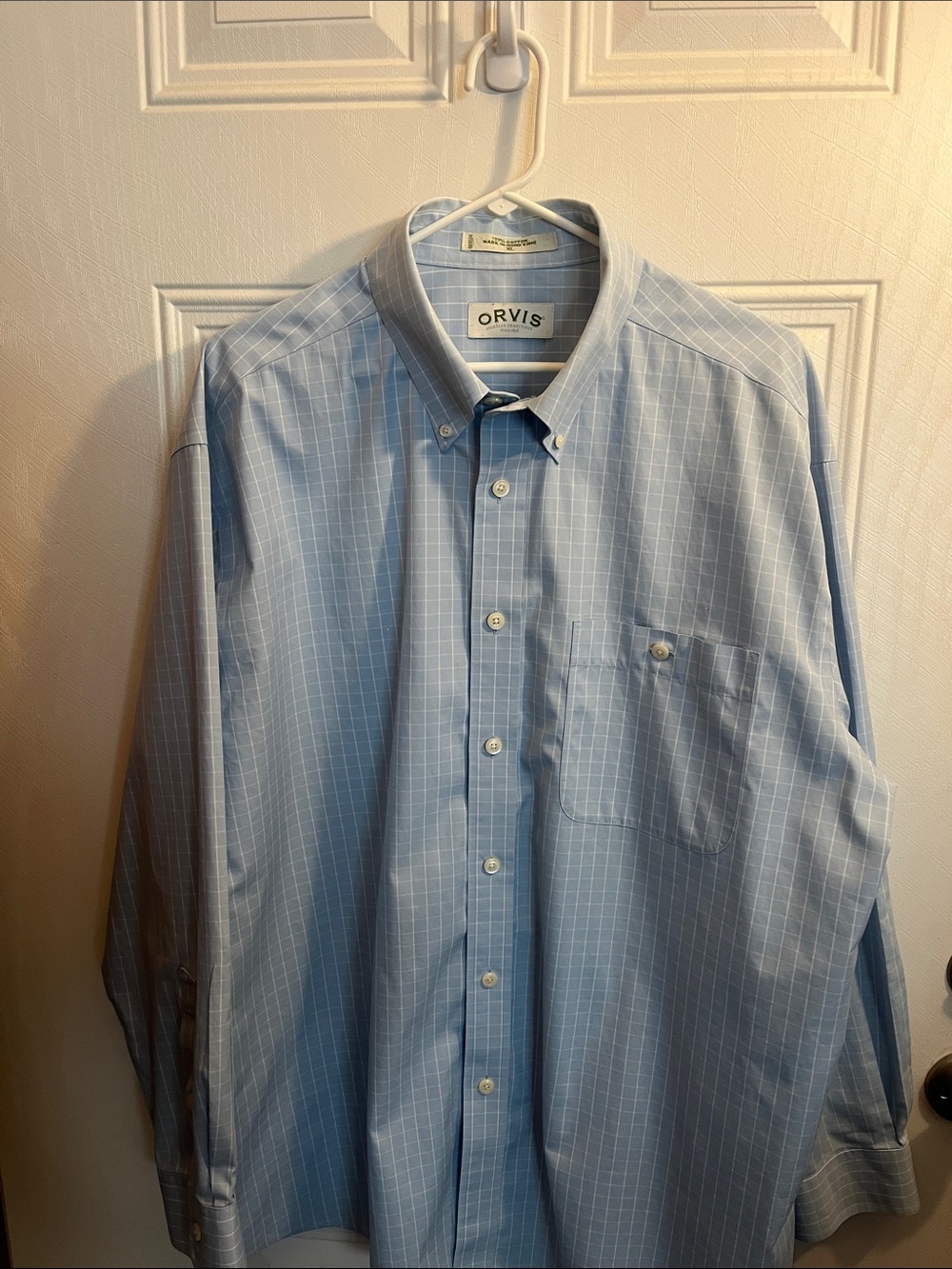 Orvis Light Blue Windowpane Dress Shirt - Picture 7 of 8